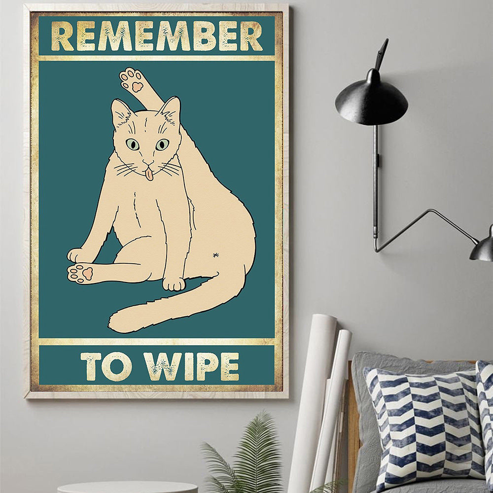 Cute Cat Retro Canvas Painting