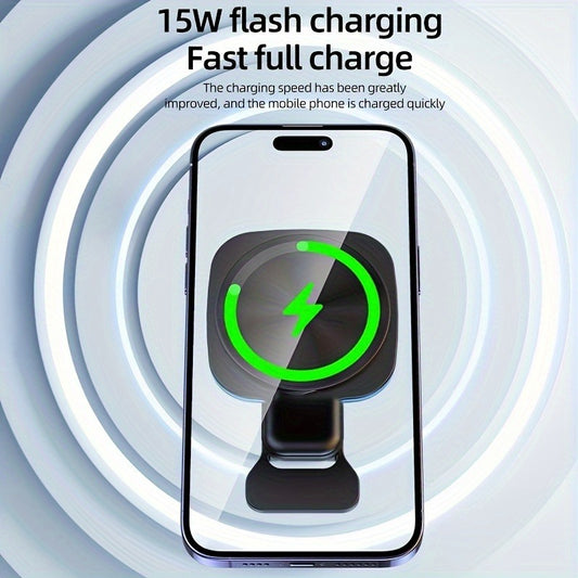 15W Magnetic Wireless Car Charger – Fast Charging, Strong Hold, Night Glow Ring