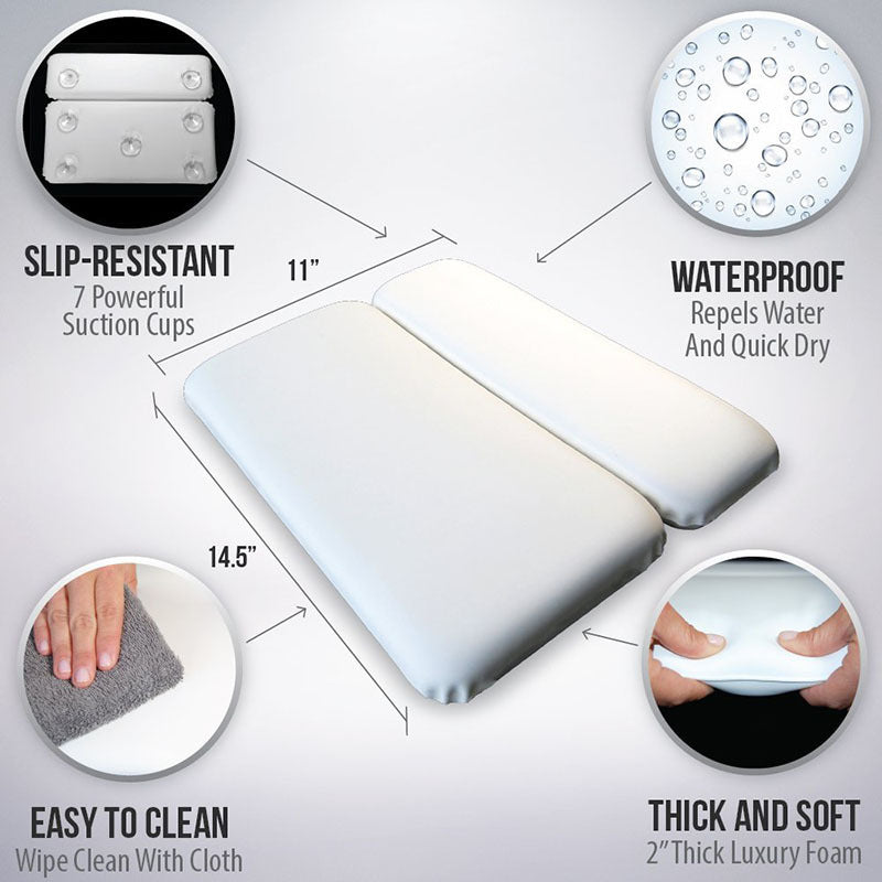 Luxury Bathtub Pillow with Suction Cups – Waterproof PU Spa Headrest for Neck and Back Support